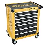 Stanley FatMax Werkstattwagen / Werkzeugwagen, Transmodul-System (mit 7 Schubladen, 2 Schlüsseln, bis 300 kg Gesamtbelastbarkeit, mit 4 Rollen fest und schwenkbar, rutschhemmende Matten) STMT1-74306