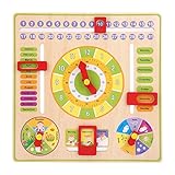 Hztyyier Kinder Lernuhr aus Holz Spielzeug Baby frühe pädagogische multifunktionale Holz Uhr Spielzeug Zeit Datum Saison W