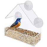 Fenster Vogelfutterhaus, Fenster Vogelhaus Saugnapf, Acryl Fenster Vogelfutterspender, Transparent Fenster Vogelfutterhaus, für Füttern und Beobachten Verschiedener Vogelaktivitäten (Transparent)