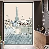 Window Film, Self-Adhesive,Opaque,Privacy Film with Static Adhesion,Frosted Glass Film,Ensterfolie Blickdicht,Fensterfolie Sichtschutz,Klebefolie Fenster,Anti-Uv,City,60x200