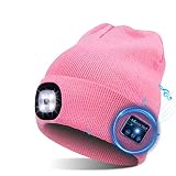 TAGVO USB LED Mütze Kappe Bluetooth 5.0 Mütze, Integrierter Stereolautsprecher & Mikrofon, Winter Warm Gestrickte Beleuchtung Drahtlose Bluetooth Headset Musik Hut für Laufen Wandern Herren D