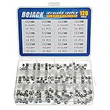 BOJACK 12 Werte 120 Stück Sicherung träge 5x20mm 250V T0.5A 1A 1.25A 1.6A 2A 2.5A 3A 3.15A 4A 5A 6.3A 10A Feinsicherung Glassicherung G-Sicherung