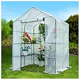 Gewächshaus Gzhenh Foliengewächshaus,Spaziergang Klar Hinterhof Gartenpflanzen Blumenhaus Mini PVC Kälte Frostschutz Baldachin Grünes Haus (Color : White, Size : 143x143x195cm)