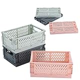 3PC Klappkisten-Set kunststoff stabil,stapelkisten kunststoff , klappkorb klappboxen faltbar stabil klein faltbare Aufbewahrung Korb aus Kunsstoff(SMOKYGRAY, L)