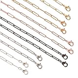 PandaHall 6 Farbe Messing Büroklammer Kette Halskette Mit Hummer Krallenverschlüsse, 12 Packung Büroklammerkette Oval Link Chain Bulk Für Halskette Choker Schmuckherstellung, 18.3' lang