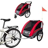 Veelar Sports 2 in 1 Kinderanhänger Fahrradanhänger Anhänger mit Buggy Set + Federung 60302-01 ROT