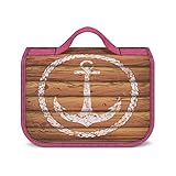 Reisetasche Weißer Seeanker Auf Gelbem Holzbrett wasserdichte Kosmetik-Make-Up-Taschen Für Die R