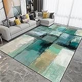 XXL Teppich Teppich+Wohnzimmer Leicht zu reinigende grüne Wohnzimmerteppich-Tintenmalerei, die schmutz- und Abriebfest ist 120X180CM Bettvorleger Designer Tepp