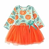 Ansenesna Halloween Kleid Baby Mädchen Prinzessin Kürbis Geist Drucken Kleider Tüll Mädchen Lang