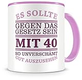 Samunshi® Tasse mit Spruch witzige Geschenke zum 40 Geburtstag Mann Frau Oma Opa Geburtstag Geschenkideen zum 40 Geburtstag Gut aussehen 40 Jahre 300ml rosa/
