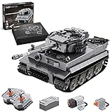 GXZZ Technik Panzer Bausteine, 2.4Ghz Tiger Tank RC Panzer Spielzeug mit Power-Funktion, 925Pcs Klemmbausteine Bausatz Kompatibel mit Lego T