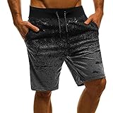 Herren-Shorts, modisch, bedruckt, kurze Sweatpants für den Sommer, mit Kordelzug, Hip-Hop, schmale Workout-Shorts, Übergröße (Farbe: Dunkelgrau, Größe: XXL)