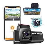 WiFi Dashcam, MHCABSR Fahrrekorder Autokamera 1080P Front- und Rückfahr Kamera Armaturenbrett mit APP, Nachtsicht, Bewegungserkennung, Loop