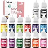 Lebensmittelfarbe Flüssige - 14 Farben Hochkonzentriert Lebensmittelfarbe für Backen, Kekse, Fondant, Macaron ,DIY Seifen, Kunsthandwerk Einfärben - 6 ml F