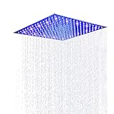 Suguword 30 * 30cm Luxus LED Einbau-Duschkopf Regendusche Deckenbrause Quadrat Überkopfbrause superflach Farbewelchseln nach Temp