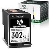 Economink Wiederaufbereitete Tintenpatrone als Ersatz für HP 302 XL 302XL Schwarz für OfficeJet 5230 3831 3830 4650 3833 Envy 4525 4520 DeskJet 3630 3636 3639 1110 Drucker (1er-Pack)