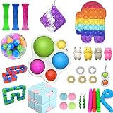 Hirsrian Sensory Fidget Spielzeug-Set, 30 Stück, Stressabbau-Spielzeug, Regenbogen-Pop-it-Pack, Quetsch-Handspielzeug (C)