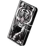 Herbests Kompatibel mit Samsung Galaxy A80 / A90 Handyhülle Hülle Flip Case Bunt Muster Leder Tasche Schutzhülle Klappbar Bookstyle Lederhülle Ledertasche mit Magnet Kartenfach,Löw