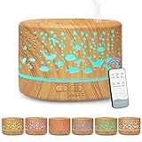 Hianjoo Aroma Diffuser 700ml Luftbefeuchter mit Timer, Ultraschall Aromatherapie Diffusor LED mit 7 Farben für Büro,Yoga,Spa,Schlafzimmer - Helles H