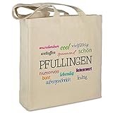Stofftasche mit Stadt/Ort 'Pfullingen ' - Motiv Positive Eigenschaften - Farbe beige - Stoffbeutel, Jutebeutel, Einkaufstasche, B