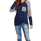 None Branded Lässiges Langarm-Shirt für Damen, Leopardenmuster, Rundhalsausschnitt, Tunika, Sweatshirt, blau, Larg