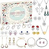 iZoeL Adventskalender Schmuck 2021 Frauen Mädchen Schmuckkalender Weihnachtskalender 24 tolle Damen Schmuck wie Halskette Ringe Ohrringe Armb