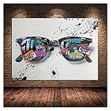 BuShiZhuJue Leinwandmalerei Graffitti Art Sonnenbrille Leinwand Malerei Poster Drucke Pop Street Kunst Gläser Wandkunst Bilder Cuadros Für Wohnkultur Ungerahmt (Size (Inch) : (60X90cm) 24X36inch)