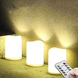 3 Outdoor Stück LED im Freien Wasserdichte Kerzen, Batteriebetriebene Plastikkerze mit Fernbedienung/Timer-Funktion (Warmweißes Licht) - 8cm X 10