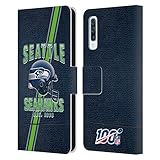 Head Case Designs Offiziell Zugelassen NFL Football Streifen 100ste Seattle Seahawks Logo Art Leder Brieftaschen Handyhülle Hülle Huelle kompatibel mit Samsung Galaxy A50/A30s (2019)