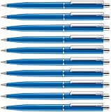 50 Stück Kugelschreiber blau allpremio® Qualität – Mine BLAU Strichstärke M – dokumentenecht nach ISO 12757-2 – Sparpack Druckkugelschreiber mit Metall Clip nachfüllb