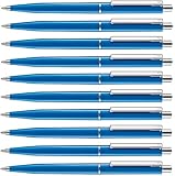 50 Stück Kugelschreiber blau allpremio® Qualität – Mine BLAU Strichstärke M – dokumentenecht nach ISO 12757-2 – Sparpack Druckkugelschreiber mit Metall Clip nachfüllb