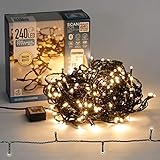 ECD Germany LED Lichterkette mit App Steuerung für Weihnachten, 240 LEDs, 24m, Warmweiß, 8 Modi Timer Dimmer Speicher, Innen/Außen, IP44, Cluster Lichterkette Büschellichterkette Weihnachtsbeleuchtung