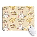 Gaming mouse pad ostern vintage chicken rabbit und korb voller bemalter rutschfester gummi backing mousepad für notebooks comp