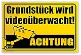 Schild Videoüberwachung | 30x20 cm Kunststoff PCV | Warnschilder | Achtung Videoüberwachung Schild | Hinweisschilder | TheBigThings Marke | Zwei Muster (Gelb)