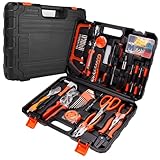 HOLDLAMP Werkzeugkoffer, Werkzeugkiste 102 Teilig Multifunktion Werkzeugkasten mit Einlagen Zange Nuss Steckschlüssel Messer Ratschen Set für Kfz Garten Werkstatt Haushalt Werkzeug S