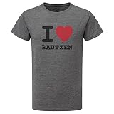 JOllify BAUTZEN T-Shirt mit hochwertigem Druck – I Love – Größe: L – Farbe: grau C