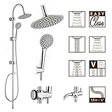 Dusch Set Überkopfbrause Set Regendusche Duschkopf Steigrohr Wellness Handbrause Metall-Brauseschlauch 150