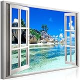 murando - Bilder Fensterblick 120x80 cm Vlies Leinwandbild 1 TLG Kunstdruck modern Wandbilder XXL Wanddekoration Design Wand Bild - Strand Meer Tropische Insel Landschaft Natur c-C-0383-b
