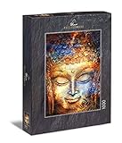 Ulmer Puzzleschmiede - Puzzle 'Buddha' - klassisches 1000 Teile Puzzle - Made in Germany - Buddha-Kopf als Aquarell-Gemälde, Buddhismus-M