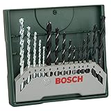 Bosch 15tlg. Mini-X-Line Spiralbohrer Mixed-Set (Holz, Stein und Metall, Zubehör Bohrmaschine)