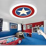 JINGF Captain America Deckenleuchte LED,Captain America Shield Deckenleuchte Creative Deckenleuchte Wandlampe Dimmbar mit Fernbedienung Beleuchtung Lampe ​Design für Kinderzimmer Kinderg