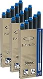 Parker Tintenpatronen Quink 3 Packungen mit gesamt 15 Stück, blau (15er Pack, blau, 1)