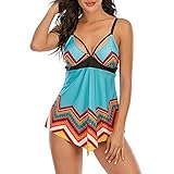 Sexy Bikini-Set für Damen, strukturiert, gewellt, Tankini, Strandmode, V-Ausschnitt, hohe Taille, zweiteilig, Badebekleidung Gr. 54, #011