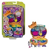 Polly Pocket GTN13 - Corgi-Hundehotel Schatulle im Haustierhotel-Design, kleine Polly und Shani Puppen, 2 Hundefiguren (Pudel & Husky), Überraschungseffekten, Spielzeug Geschenk für Kinder ab 4 J