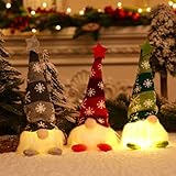 HEZHU 3 Stück Weihnachten Deko Wichtel 35 cm Schwedischen Weihnachtsmann Santa mit LED