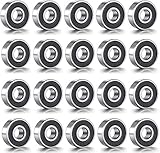 608 ZZ Kugellager, 20 Pack 608zz Skateboard Bearings Metall Double Shielded Miniatur Rillenkugellager für Skateboard Roller Inline Skates 8mm x 22mm x 7mm -Schw