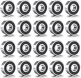 608 ZZ Kugellager, 20 Pack 608zz Skateboard Bearings Metall Double Shielded Miniatur Rillenkugellager für Skateboard Roller Inline Skates 8mm x 22mm x 7mm -Schw