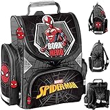 Spiderman Schulranzen Jungen 1 Klasse | Tornister Schulrucksack Schultasche | für Grundschule | 4 teilig inkl. Federmäppchen Sportbeutel S