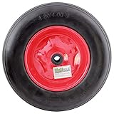 Schubkarrenrad 4.80/4.00-8 Vollgummi PU 380mm Pannensicher mit Achse Stahlfelge Reifen Ersatzrad massives PU Schaum Rad mit hoher Dichte schwarz R
