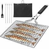Faltbarer BBQ Fischbräter Grillkorb, Tragbares Grill Fischhalter Grillkorb tragbar und faltbar Großzügige Kochfläche für Gemüse, Fisch, Fleisch Perfekt Barbecue G